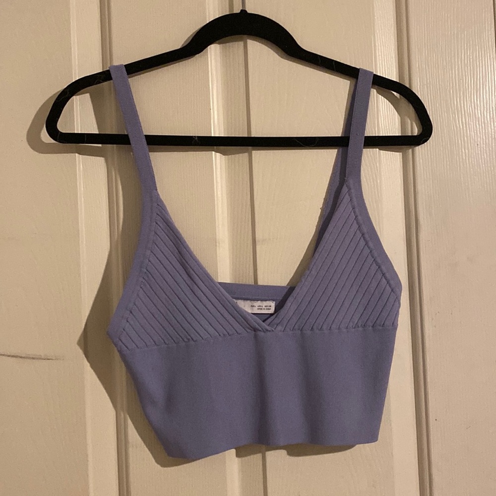 blue cropped zara shirt